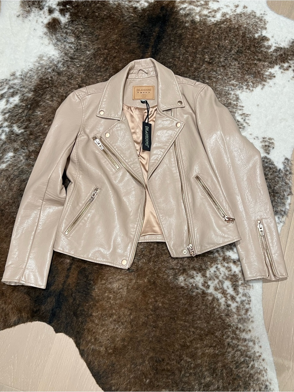 Blank NYC Soft Tan Faux Leather Moto Jacket